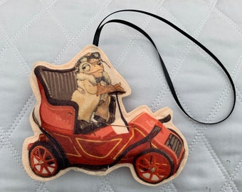 Mr Toad Driving his car BEEP-BEEP-Felt -Handmade-Decoration