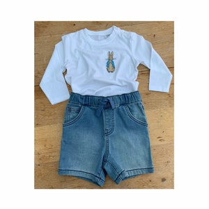 Embroidered Peter Rabbit long or Short sleeve T-Shirt 4 colours
