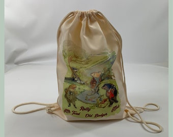Mr Toad, Ratty, Badger and Moley- printed draw string bag - Back to school