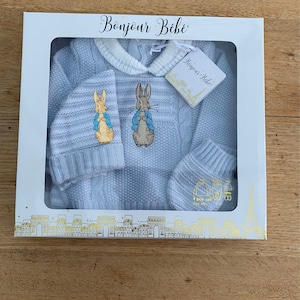 Peter Rabbit - Embroidered -baby 4 Pcs Knitted Deluxe Box Set- Blue and ...