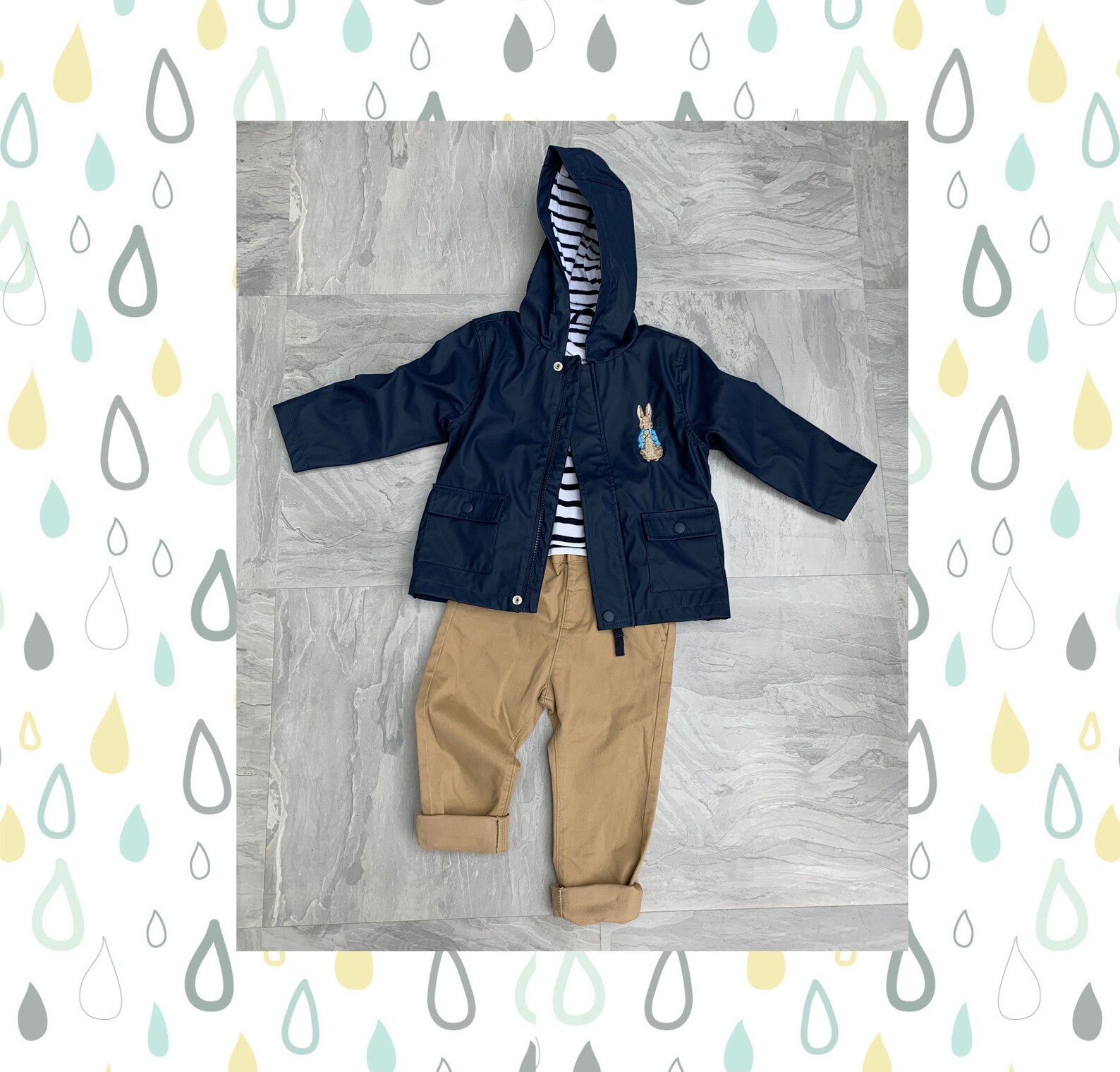 Child Parka Style Rain Jacket-embroidered With Peter Rabbit, 4 Colours ...