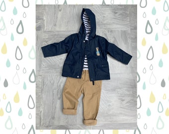Child Parka style Rain jacket-Embroidered with Peter Rabbit, 4 colours-5 Sizes