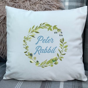 Hand Printed Peter Rabbit Cushion | Beatrix Potter Nursery Decor - Etsy