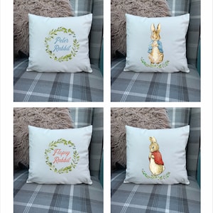 Hand Printed Peter Rabbit Cushion | Beatrix Potter Nursery Decor - Etsy