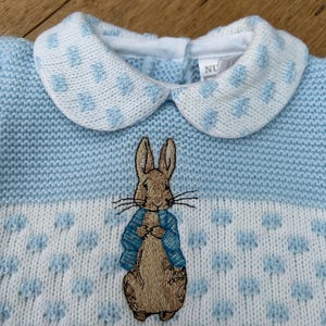 Embroidered Peter Rabbit | Baby Boys Knitted Romper | Long Sleeve ...