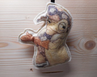 Mr Toad goes for a drive- -Felt -Handmade-Decoration