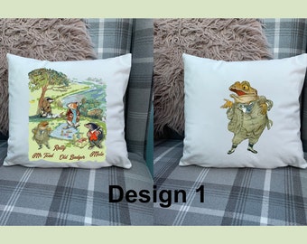Mr Toad - Badger - Moley - Ratty characters  | 4 designs  | hand printed cushions |40 x 40cm |Bedroom Décor | Nursery Décor | Birthday gift