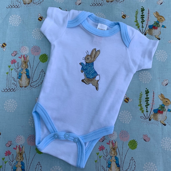 Embroidered Peter Rabbit - Body vest - Premature Baby Boy  - Tiny Baby: 3.5kg - 50-55cm