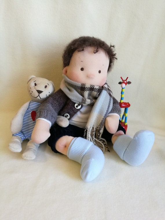 Waldorf doll boy with a set of clothes