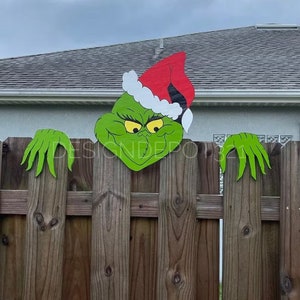 Digital Grinch Peeking Over Fence PDF | INSTANT DOWNLOAD | Holiday Decor | Yard Art | diy | Woodworking Plans | Template