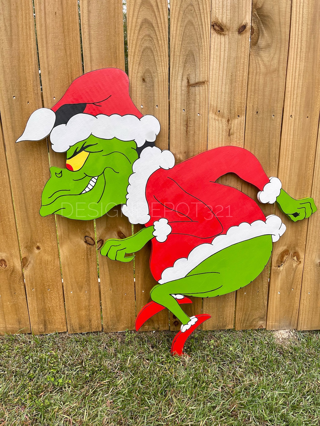 Digital Grinch Stealing Christmas Lights PDF Left and Right Etsy