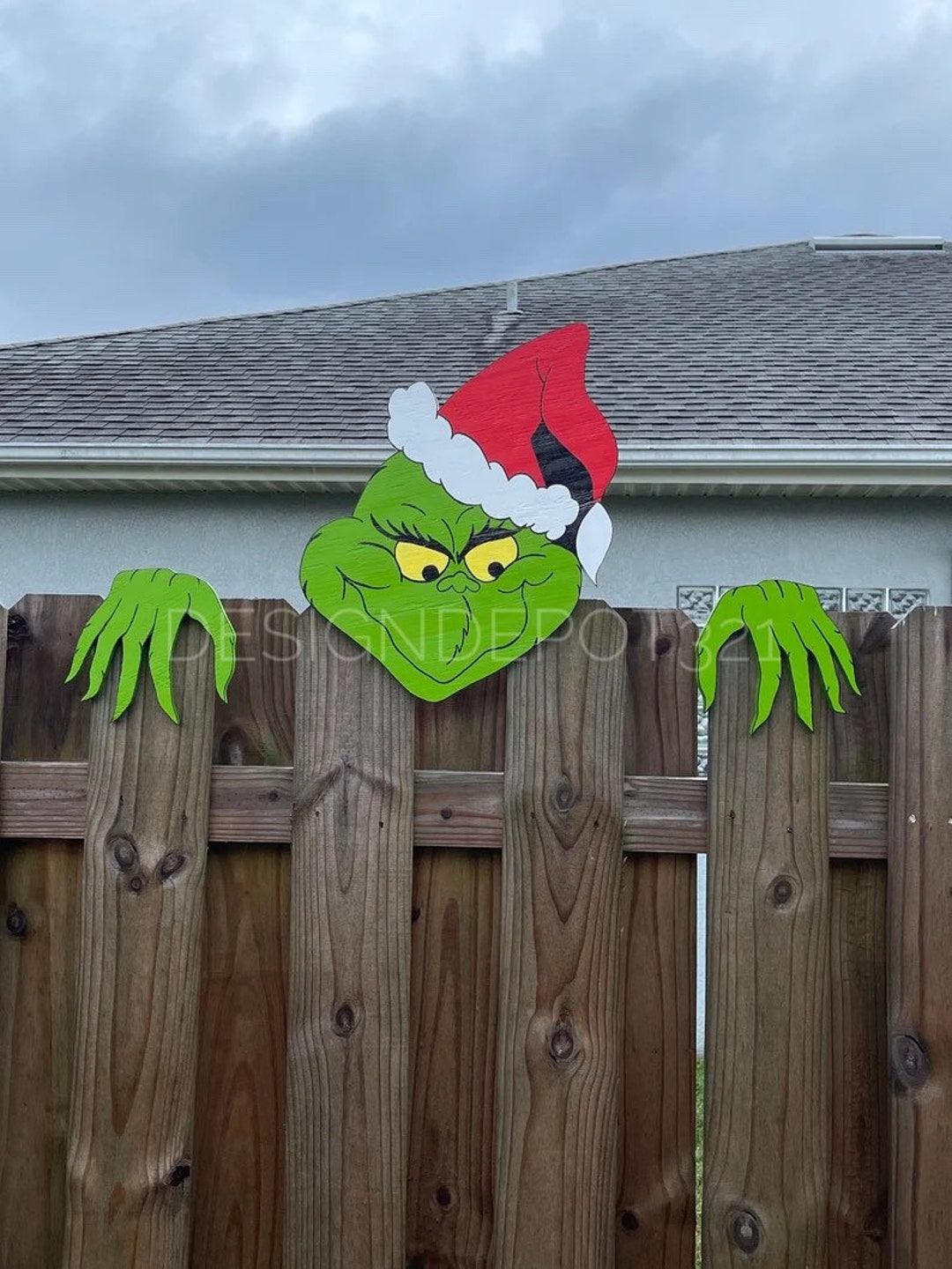 Digital Grinch Peeking Over Fence PDF INSTANT DOWNLOAD Etsy