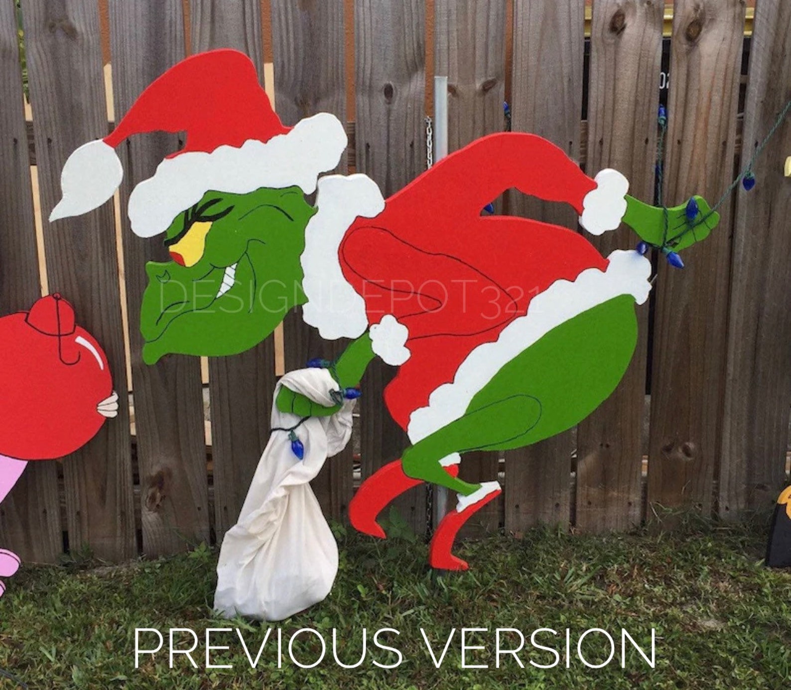 Digital Grinch Stealing Christmas Lights PDF Left and Right Etsy