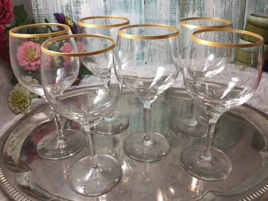 Ashford Non-Leaded Crystal Highball Glasses with Gold Rim 11 Ounces, Set of  4
