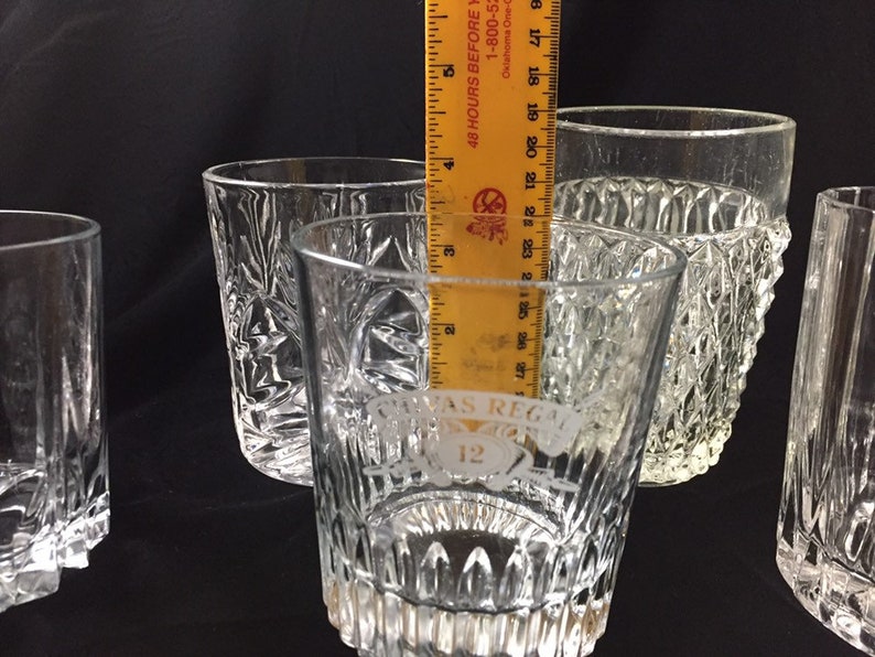 Mismatched Vintage Whiskey Glasses, Retro Glasses, Clear Crystal, Old Fashion, Bourbon, on the