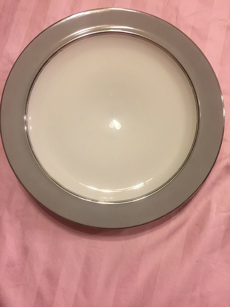 4 Mismatched China Dinner Plates Pink Roses Gray Stunning Pairing #206