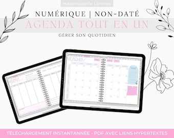 All-in-One Agenda - Undated in French | Digital Planner | Digital Planner
