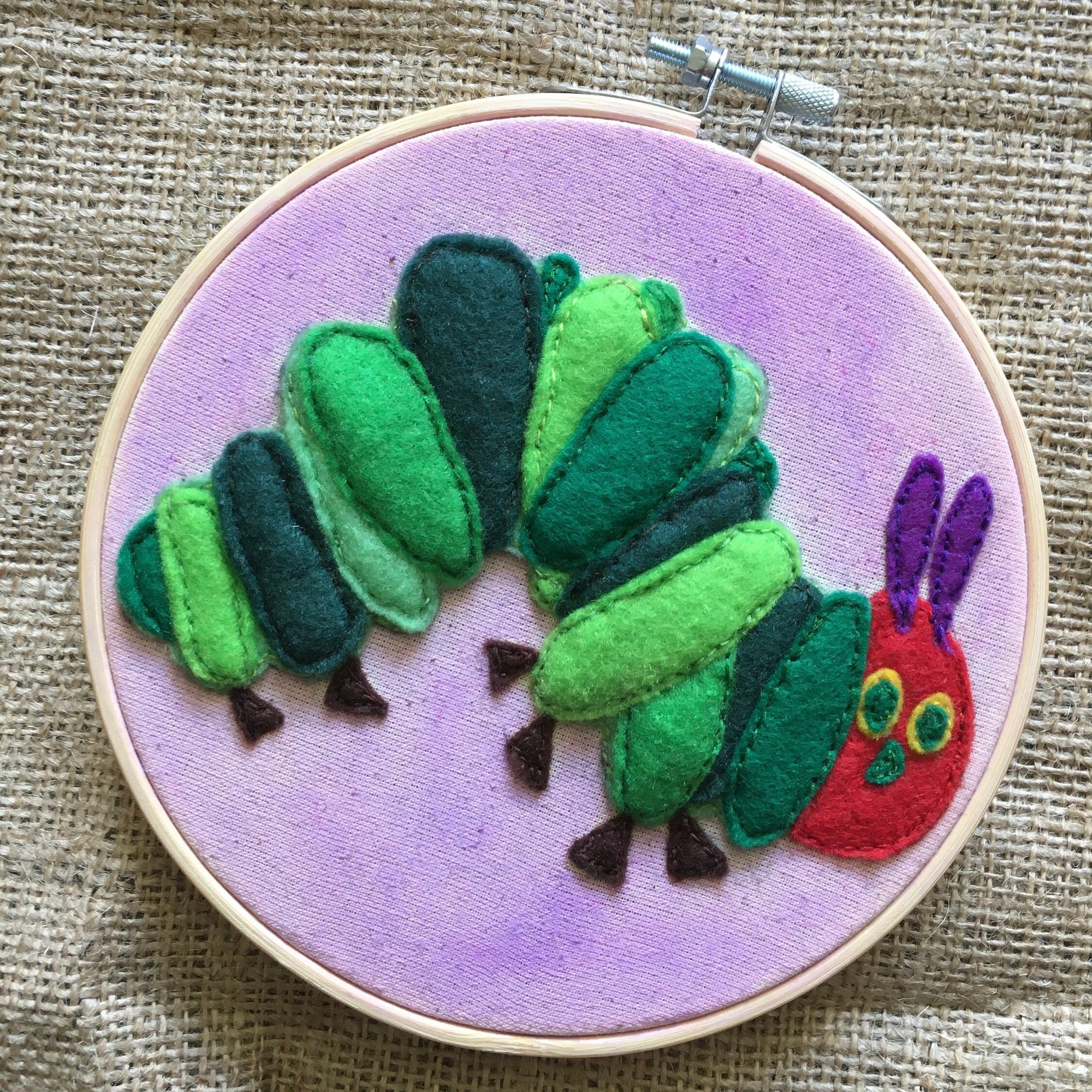 15cm Very Hungry Caterpillar appliqué embroidery hoop art Etsy