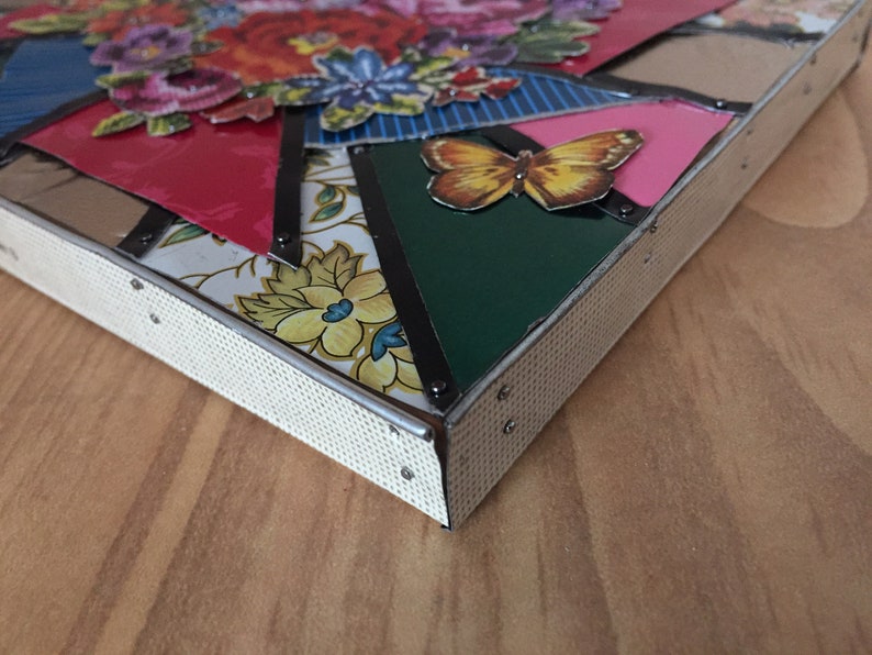 Lebendige kleine rustikale Kunstwerk Recycling-Metall-Collage | Etsy