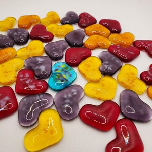 Fused Glass Pocket Heart, Thinking of You Heart, Thank You Heart, Mother&#39;s Day Gift, Sets of 5 or 10, Small Gift, Thank You Gift, Glass Gift