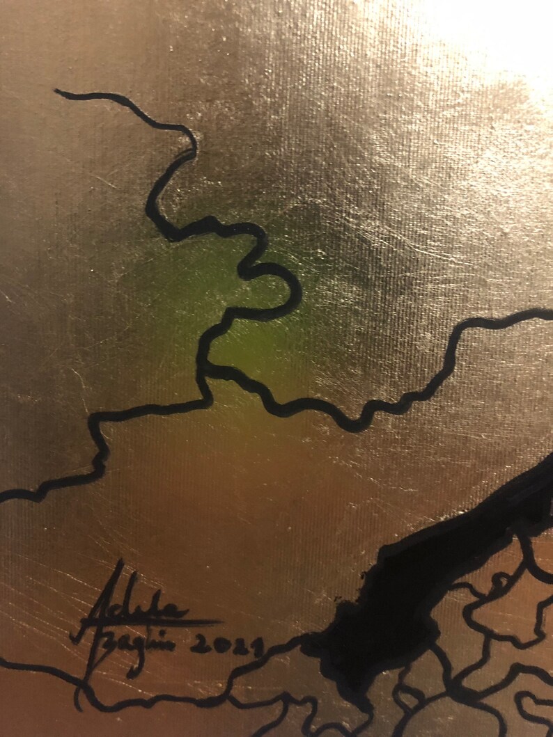 Large Gold and Black Painting Acrylic Painting on Canvas Etsy