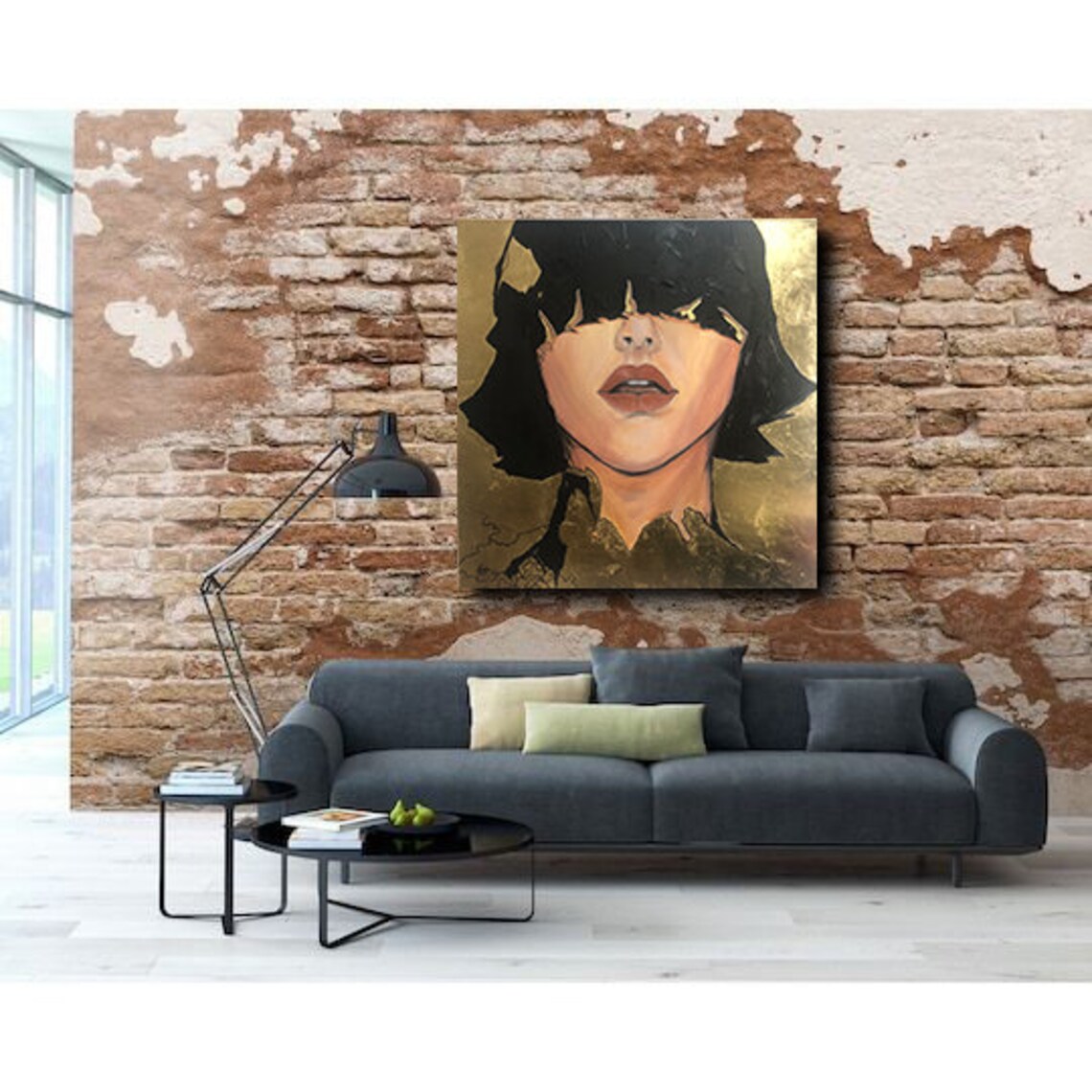 Large Gold and Black Painting Acrylic Painting on Canvas Etsy