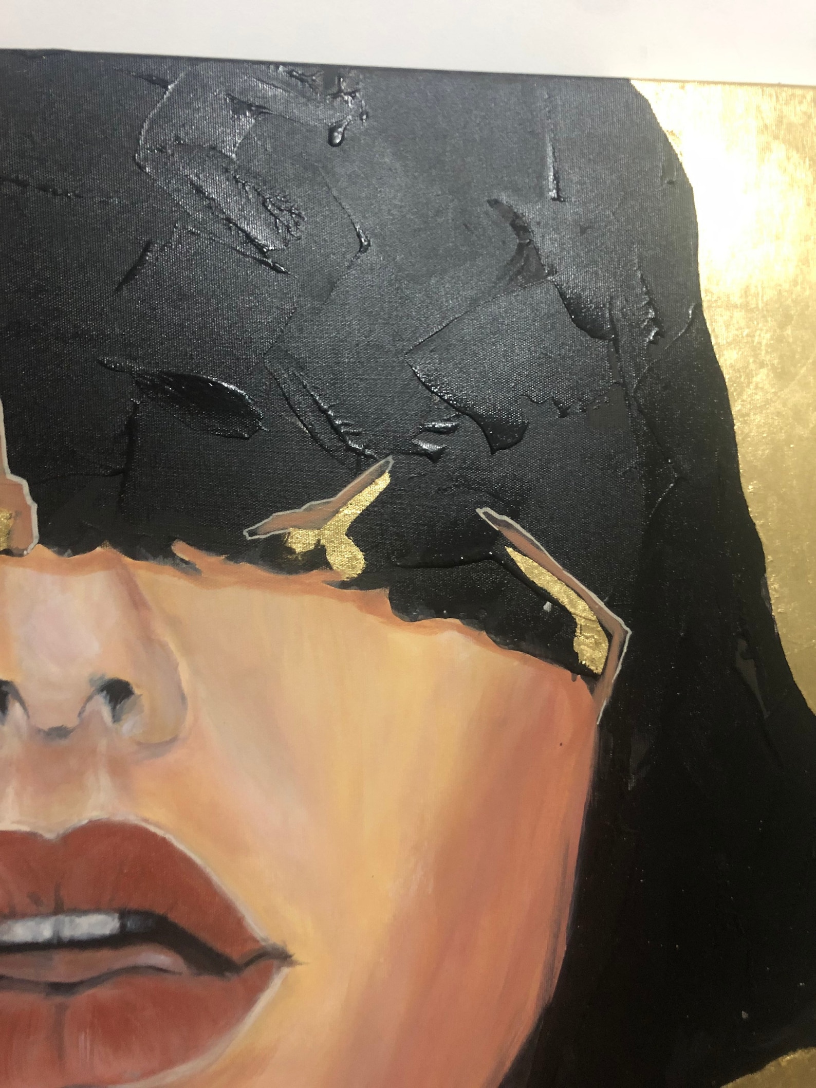 Large Gold and Black Painting Acrylic Painting on Canvas Etsy