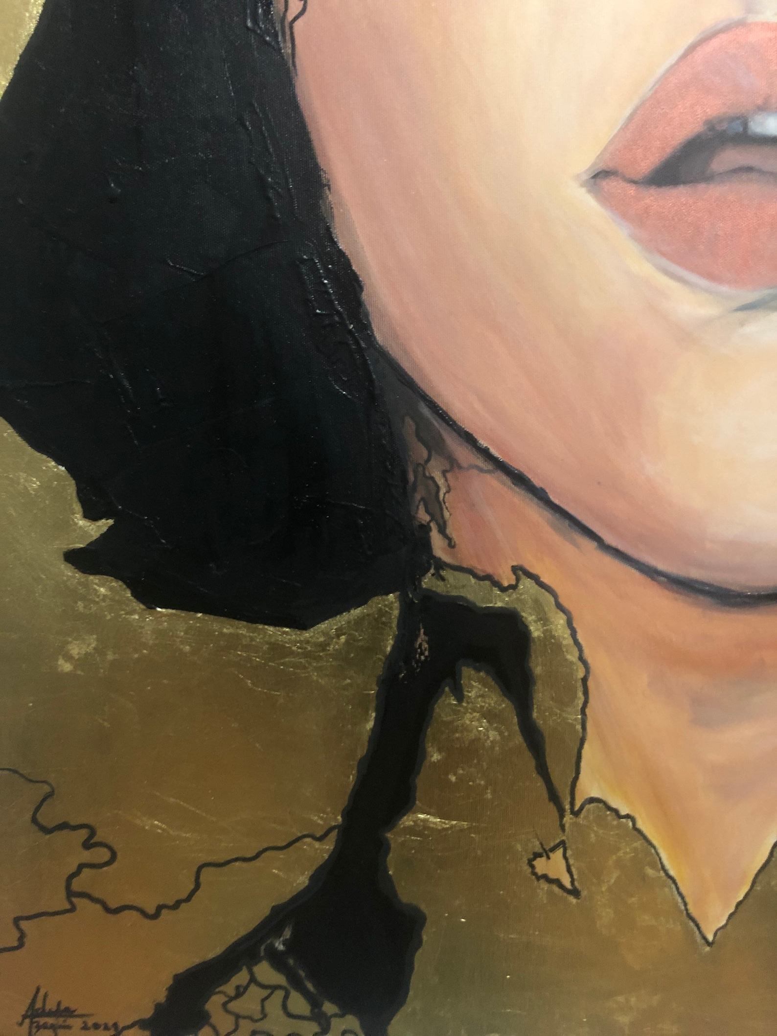 Large Gold and Black Painting Acrylic Painting on Canvas Etsy