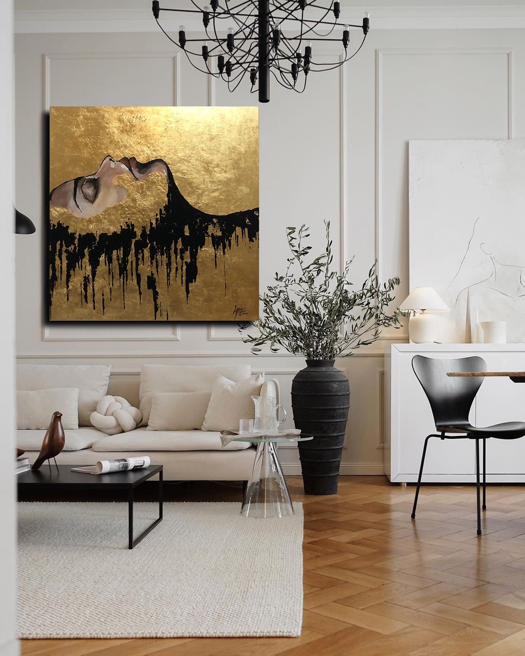Extra Large Gold and Black Painting Acrylic Painting on Etsy