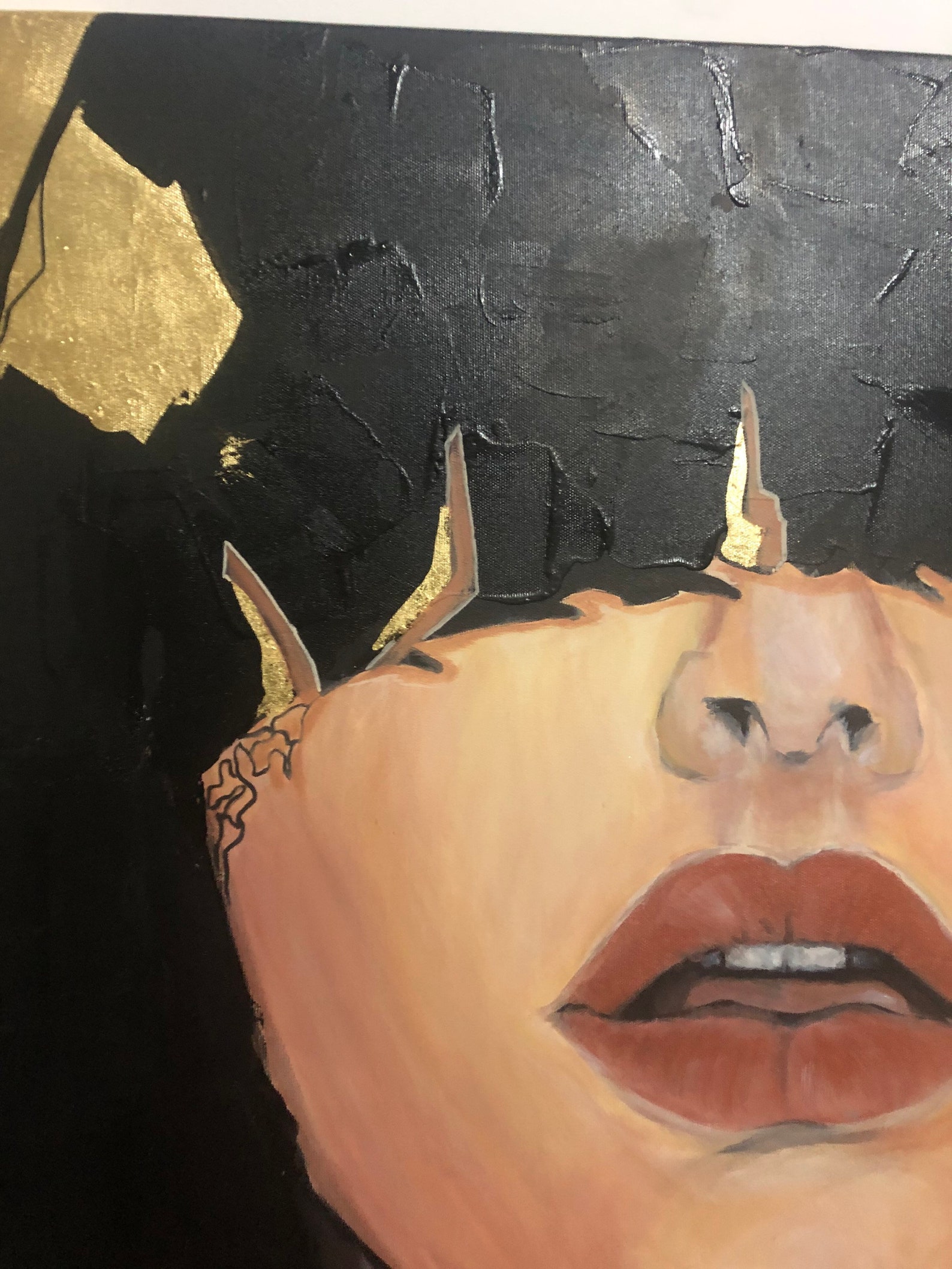 Large Gold and Black Painting Acrylic Painting on Canvas Etsy