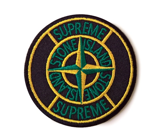 stone island and supreme collaboration patch badge classic | etsy