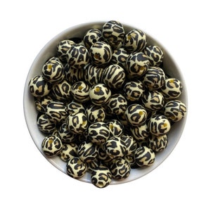 12mm Traditional Leopard Silicone Beads , Wholesale Beads