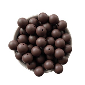 Coffee 15mm Round Silicone Beads, 15mm. Silicone Wholesale Beads