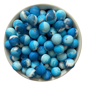 12mm Ocean Blue Tie Dye Silicone Beads , Wholesale Beads,