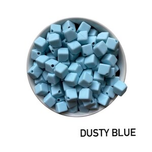12mm Dusty Blue Square Silicone Beads , Wholesale Beads