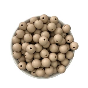 Oatmeal Cream 12mm Round Silicone Beads , Wholesale Beads