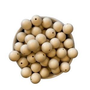 Cream Beige 15mm Round Silicone Beads, 15mm. Silicone Wholesale Beads