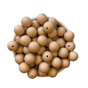 Oatmeal Cream 15mm Round Silicone Beads, 15mm. Silicone Wholesale Beads