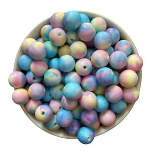 12mm Bright, Classic Tie Dye Silicone Beads , Wholesale Beads