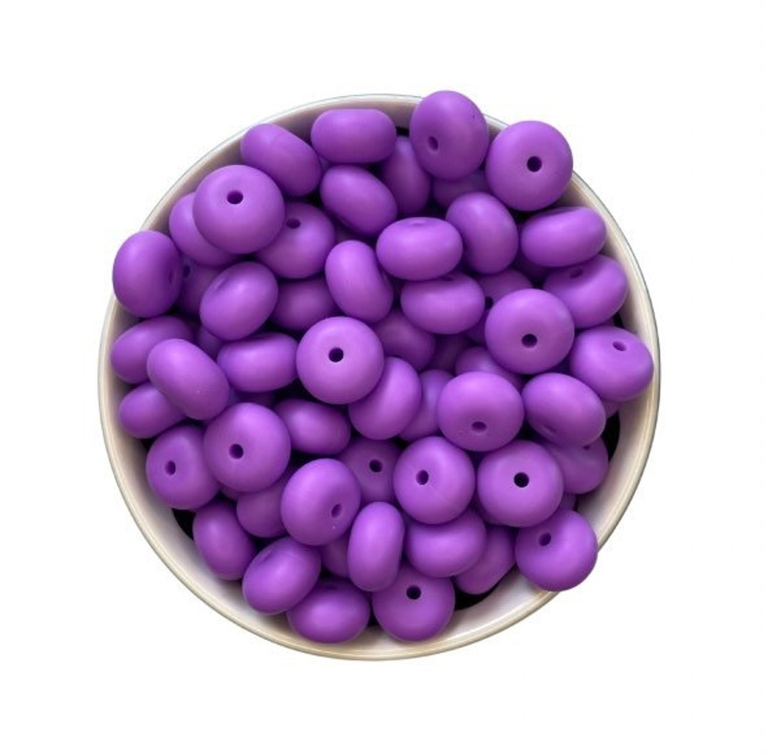 Small Abacus Lentil Saucer Silicone Beads in Eggshell 12mm x 7mm