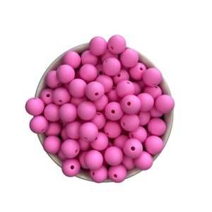 Contas redondas de silicone rosa chiclete de 12 mm, contas de atacado