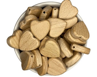 Perfect Heart Bead, 25mm Beech Wood beads