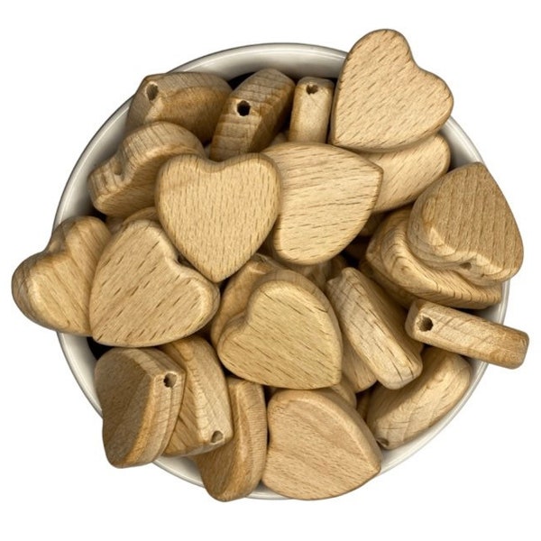 Perfect Heart Bead, 25mm Beech Wood beads