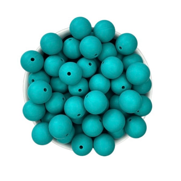 15mm Teal Round Silicone Beads, 15mm. Silicone Wholesale Beads