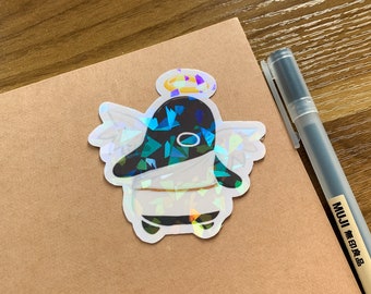 Angel Penguin | Holographic Sticker | Die Cut | Kawaii Sticker | Halloween | Penguin Sticker | Glossy | Costume | Decorative Sticker | Cute