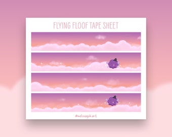 Flying Floof Tape Sheet | Washi Tape Sticker Sheet | Washi Sticker | Cute Stickers | Planner | Journaling | Diary | Stationery | Penguin
