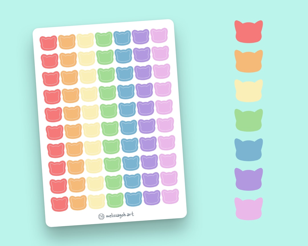 Cat Shape Sticker Cat Polka Dot Stickers | Sticker Sheet | Glossy | Sticker Art ...