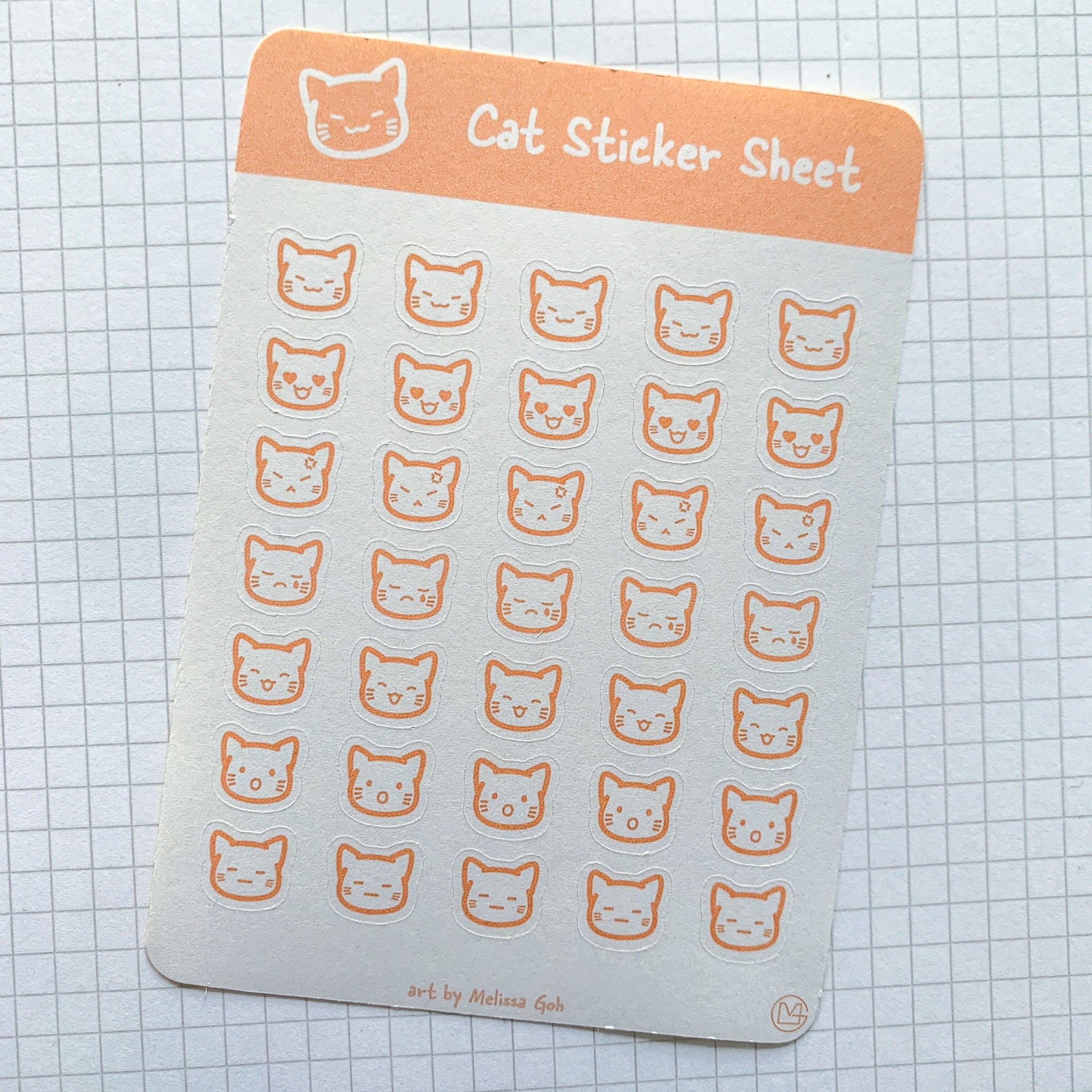 Cat Emoji Sticker Sheet | Matte Sticker | Kawaii Sticker | Sticker ...