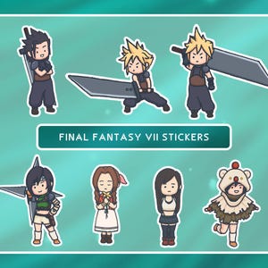 Sticker Final Fantasy VII [LIMITÉ] | Personnages Final Fantasy | Illustrations pour les joueurs | Papeterie mignonne | Nuage | Découpe mignonne | Stickers jeux vidéo