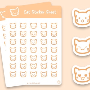 猫の絵文字ステッカーシート | マットステッカー | かわいいステッカー | ステッカーシート | かわいい文房具 | プランナーステッカー | 絵文字ステッカー | ジャーナリング